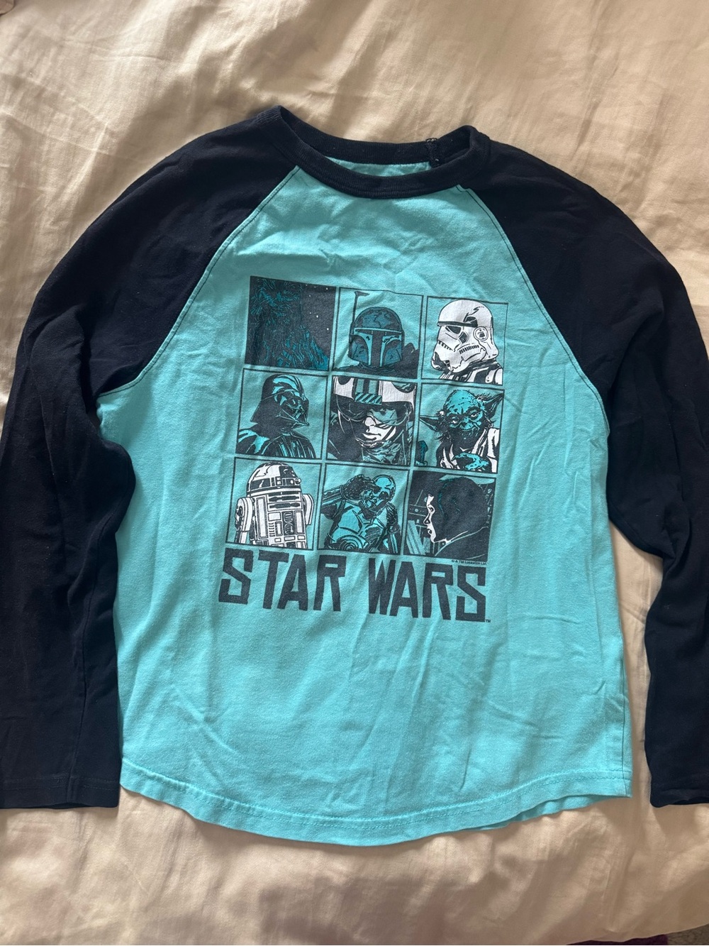 Star Wars Crewneck Tee - Teal & Black Interior Print (size 10-12)